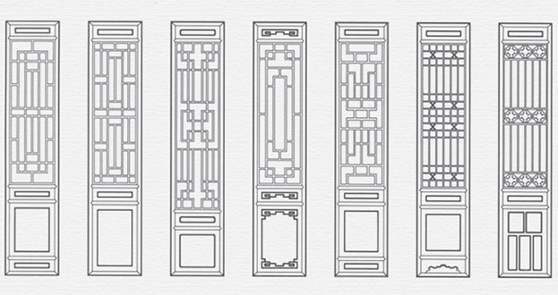 木垒常用中式仿古花窗图案隔断设计图