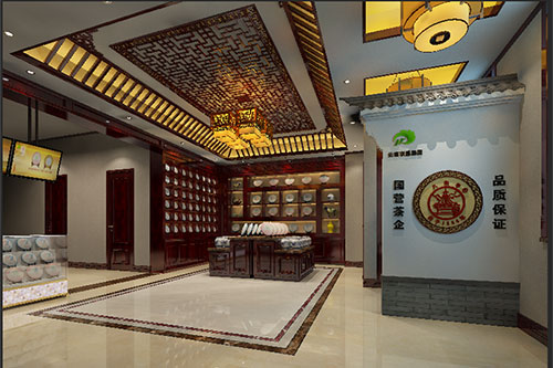 木垒古朴典雅的中式茶叶店大堂设计效果图